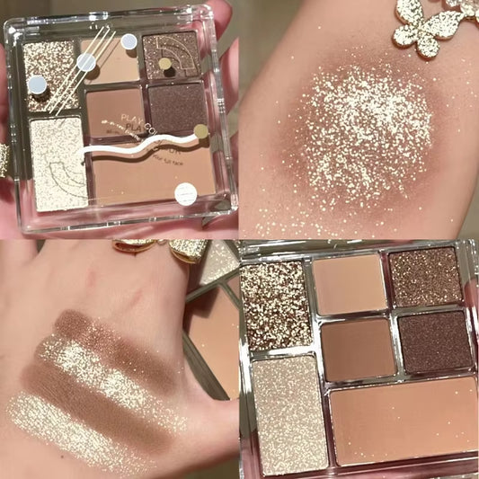 7 Colors Eyeshadow Palette Pearly Matte Earth Color Eyeshadow Portable Shiny Long Lasting Natural Eyeshadow Eye Makeup Cosmetic