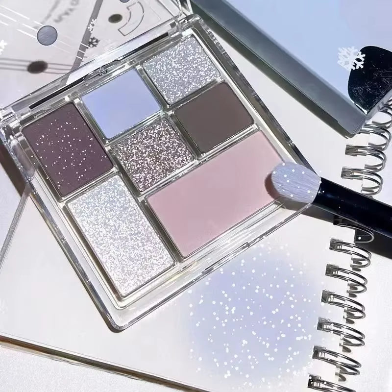 7 Colors Eyeshadow Palette Pearly Matte Earth Color Eyeshadow Portable Shiny Long Lasting Natural Eyeshadow Eye Makeup Cosmetic