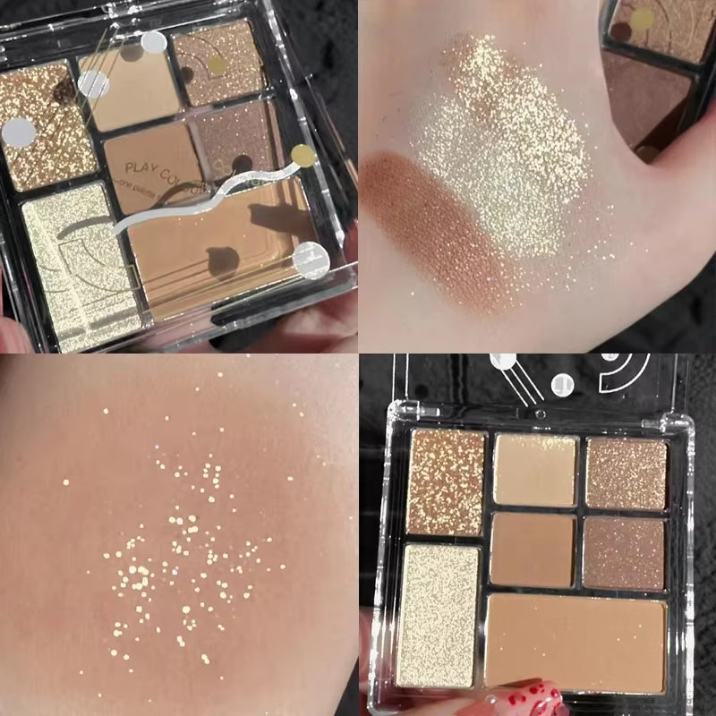 7 Colors Eyeshadow Palette Pearly Matte Earth Color Eyeshadow Portable Shiny Long Lasting Natural Eyeshadow Eye Makeup Cosmetic