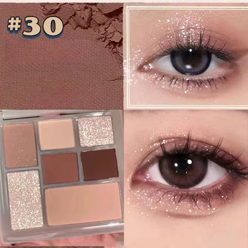 7 Colors Eyeshadow Palette Pearly Matte Earth Color Eyeshadow Portable Shiny Long Lasting Natural Eyeshadow Eye Makeup Cosmetic