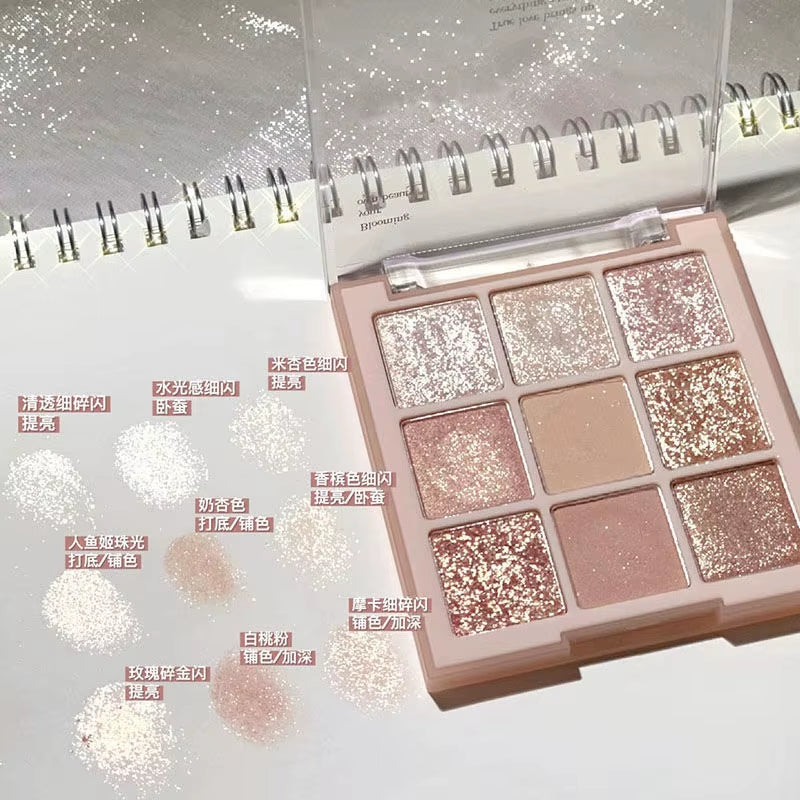 Mode Eyeshadow Palette 9 Kleuren Matte Oogschaduw Palette Glitter Oogschaduw Make-Up Naakt Make Set Korea Cosmetica