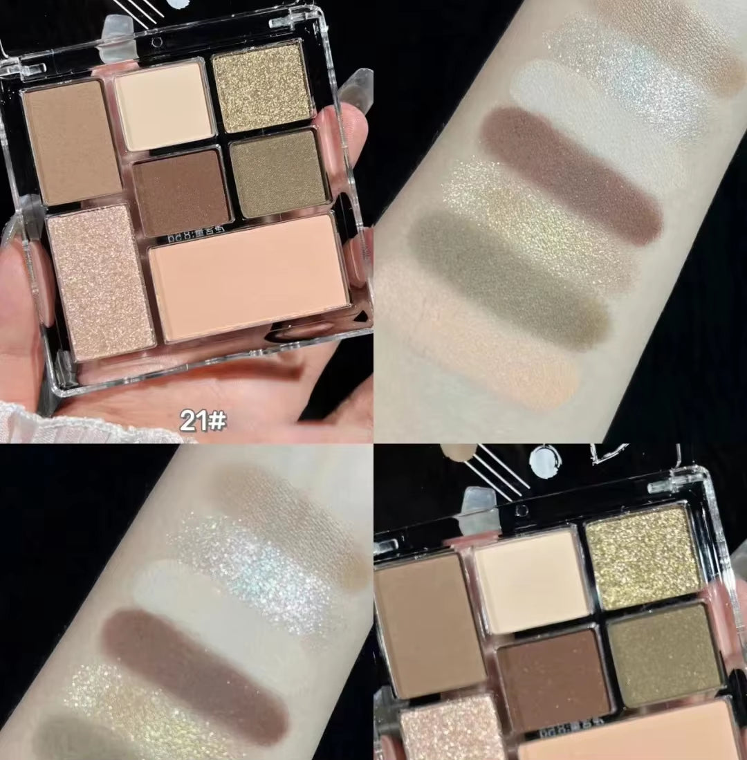7 Colors Eyeshadow Palette Pearly Matte Earth Color Eyeshadow Portable Shiny Long Lasting Natural Eyeshadow Eye Makeup Cosmetic