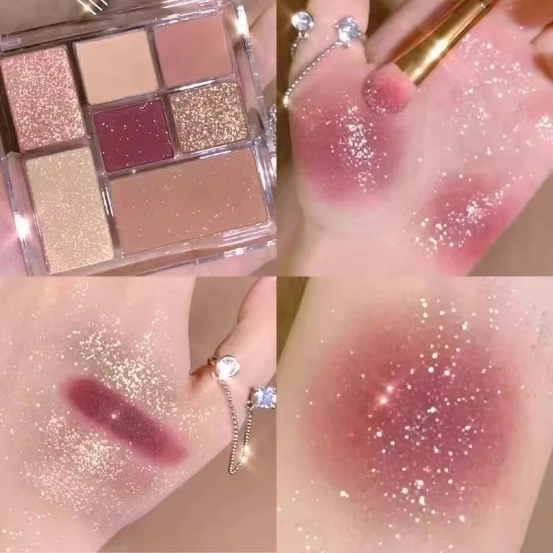 7 Colors Eyeshadow Palette Pearly Matte Earth Color Eyeshadow Portable Shiny Long Lasting Natural Eyeshadow Eye Makeup Cosmetic