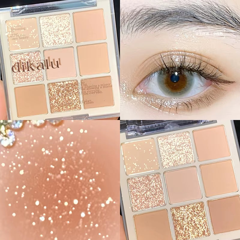 Mode Eyeshadow Palette 9 Kleuren Matte Oogschaduw Palette Glitter Oogschaduw Make-Up Naakt Make Set Korea Cosmetica