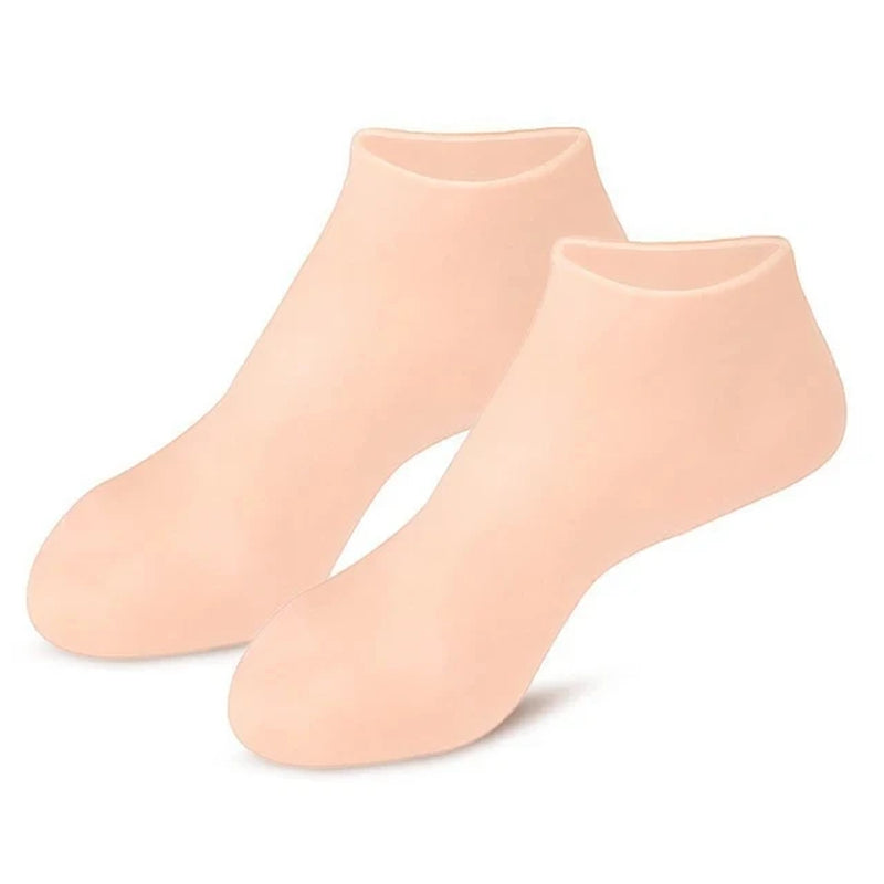 1Pair Reusable Silicone Foot Care Socks Moistrizing Spa Gel Gloves Exfoliating Moisturizing anti Dry Cracked Plantar Hand Care T