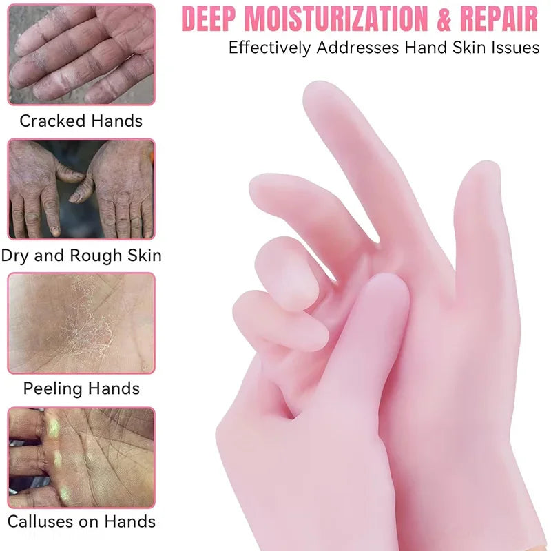 1Pair Reusable Silicone Foot Care Socks Moistrizing Spa Gel Gloves Exfoliating Moisturizing anti Dry Cracked Plantar Hand Care T