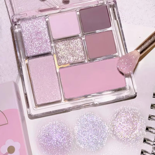 7 Colors Eyeshadow Palette Pearly Matte Earth Color Eyeshadow Portable Shiny Long Lasting Natural Eyeshadow Eye Makeup Cosmetic