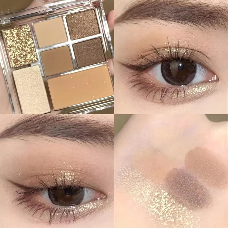 7 Colors Eyeshadow Palette Pearly Matte Earth Color Eyeshadow Portable Shiny Long Lasting Natural Eyeshadow Eye Makeup Cosmetic