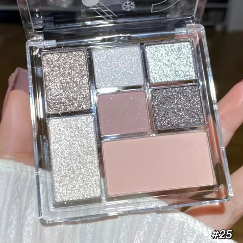 7 Colors Eyeshadow Palette Pearly Matte Earth Color Eyeshadow Portable Shiny Long Lasting Natural Eyeshadow Eye Makeup Cosmetic